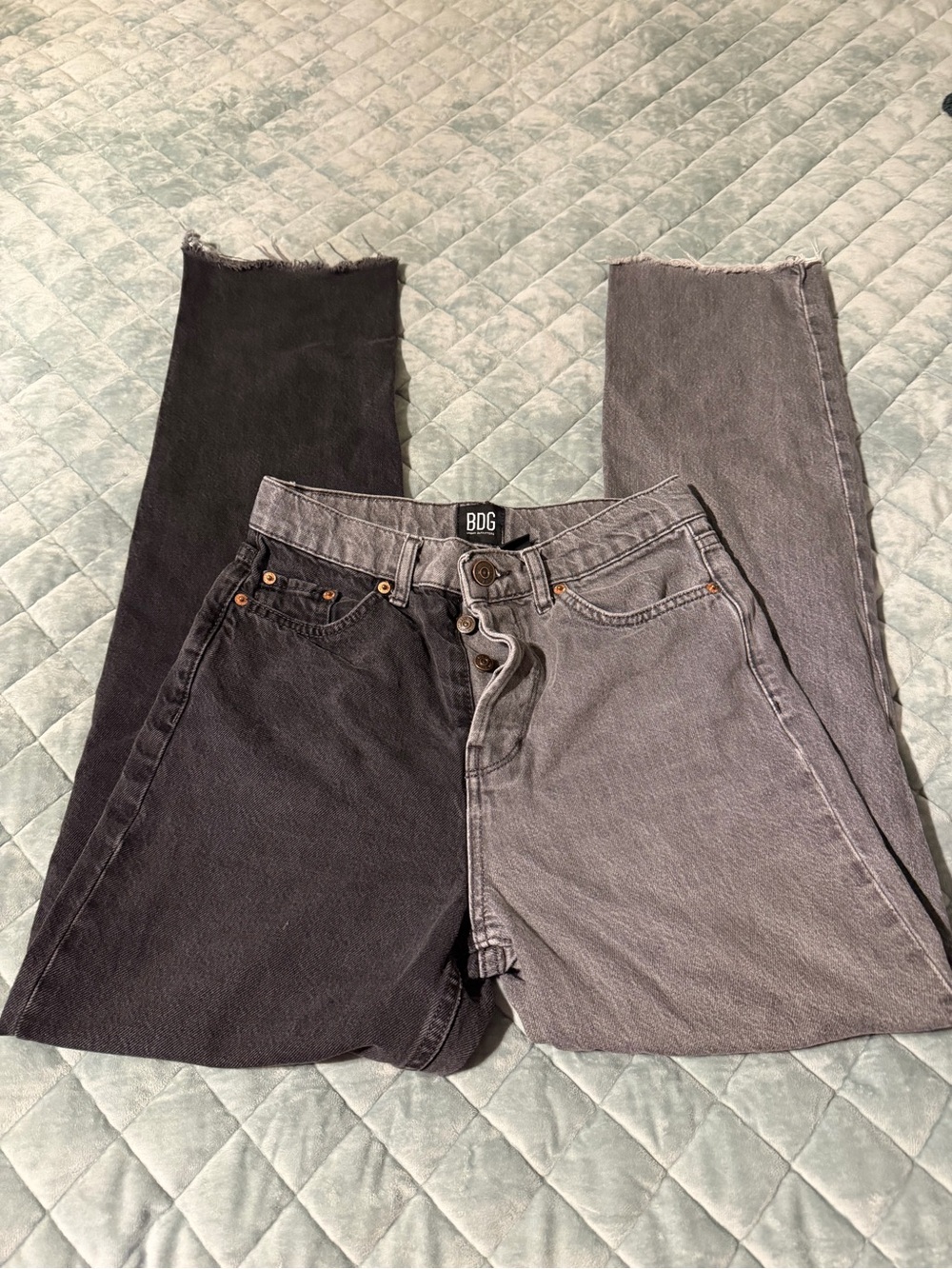 BDG Split-Color Straight Leg Jeans in Black and Gray - size 26